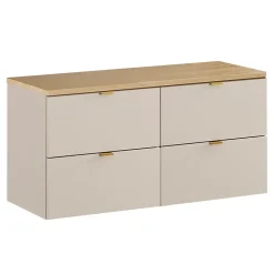 Petits-Meubles Meuble sous-vasque 120cm plan de toilette Azel Cachemire et Bois