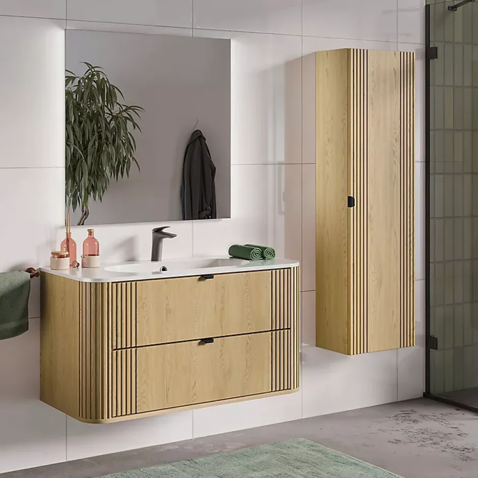 Petits-Meubles Meuble sous-vasque 100cm plan de toilette Mila Bois* Meuble Sous-Vasque
