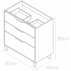 Futurbath Meuble sous-vasque effet chêne l.60 cm + plan simple vasque porcelaine, Louna* Meuble Vasque