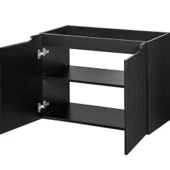 [En.Casa] Meuble sous-vasque NEWPORT avec lavabo 80 x 71 x 40 cm noir / effet chêne en.casa* Meuble Vasque
