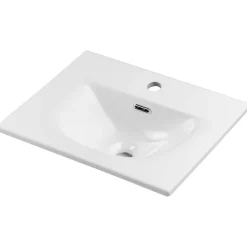 [En.Casa] Meuble sous-vasque NEWPORT avec lavabo 50 x 57 x 39 cm noir rainuré blanc brillant en.casa