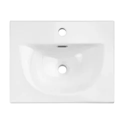[En.Casa] Meuble sous-vasque NEWPORT avec lavabo 50 x 57 x 39 cm noir rainuré blanc brillant en.casa