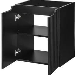 [En.Casa] Meuble sous-vasque NEWPORT avec lavabo 50 x 57 x 39 cm noir rainuré blanc brillant en.casa