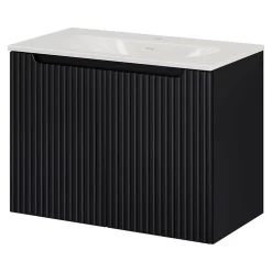 [En.Casa] Meuble sous-vasque NEWPORT avec lavabo 80 x 57 x 39 cm noir rainuré en.casa