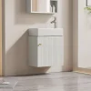 Okwish Meuble Sous-Vasque Suspendu avec Vasque - Meuble Salle de Bain Compact, MDF, 46x26x56 cm - Blanc