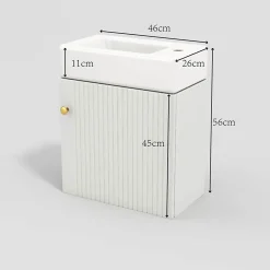Okwish Meuble Sous-Vasque Suspendu avec Vasque - Meuble Salle de Bain Compact, MDF, 46x26x56 cm - Blanc