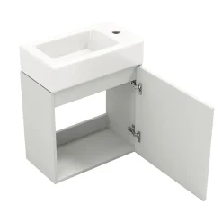 Okwish Meuble Sous-Vasque Suspendu avec Vasque - Meuble Salle de Bain Compact, MDF, 46x26x56 cm - Blanc