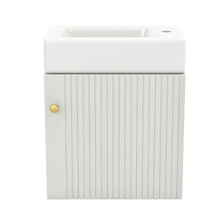Okwish Meuble Sous-Vasque Suspendu avec Vasque - Meuble Salle de Bain Compact, MDF, 46x26x56 cm - Blanc