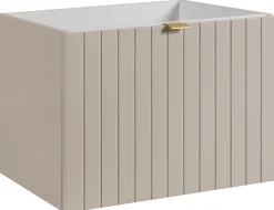 Furnidea Meuble sous-vasque suspendu HARMO 60 cm Façade rainuré cachemire semi-mat* Meuble Sous Lavabo
