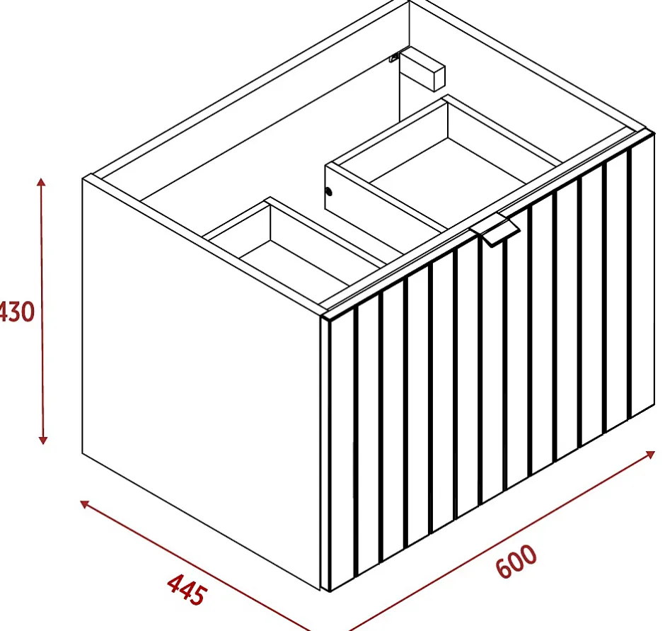 Furnidea Meuble sous-vasque suspendu HARMO 60 cm Façade rainuré cachemire semi-mat* Meuble Sous Lavabo