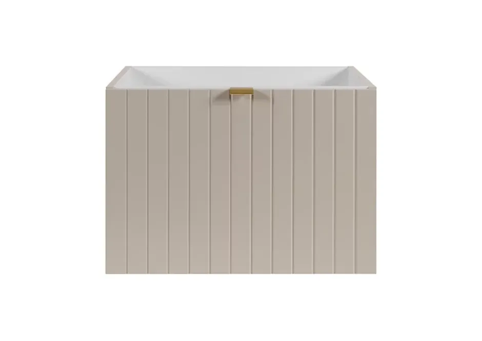Furnidea Meuble sous-vasque suspendu HARMO 60 cm Façade rainuré cachemire semi-mat* Meuble Sous Lavabo
