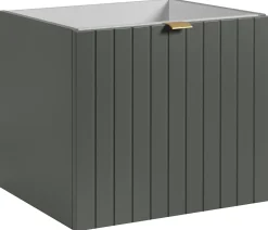 Furnidea Meuble sous-vasque suspendu HARMO 50 cm Façade rainuré vert semi-mat