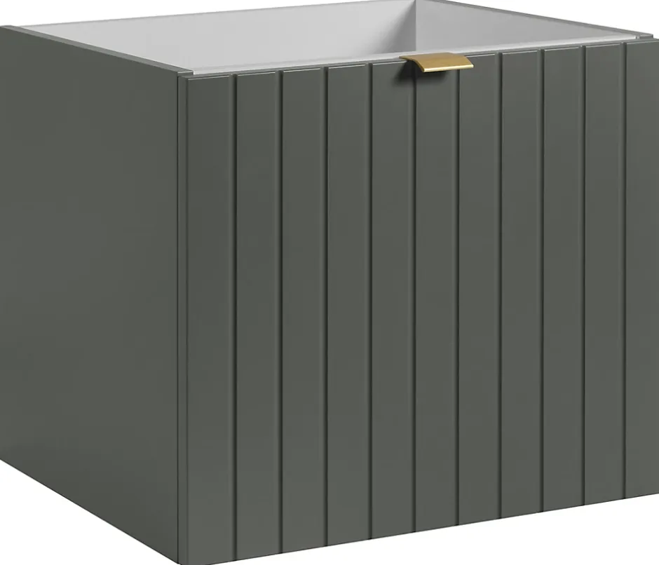 Furnidea Meuble sous-vasque suspendu HARMO 50 cm Façade rainuré vert semi-mat
