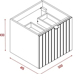 Furnidea Meuble sous-vasque suspendu HARMO 50 cm Façade rainuré vert semi-mat