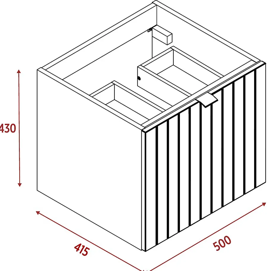 Furnidea Meuble sous-vasque suspendu HARMO 50 cm Façade rainuré vert semi-mat