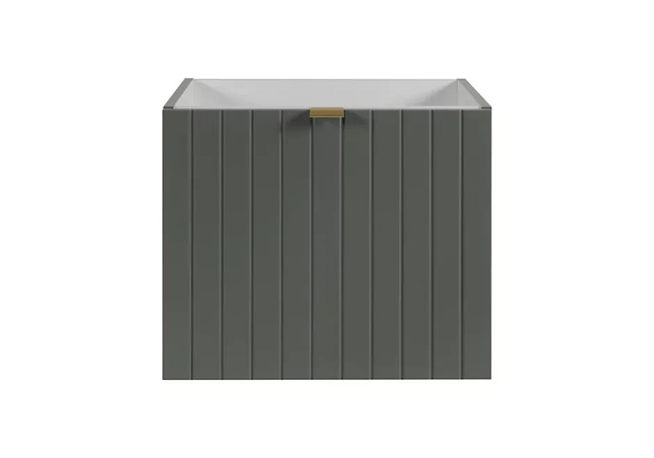 Furnidea Meuble sous-vasque suspendu HARMO 50 cm Façade rainuré vert semi-mat