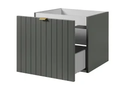 Furnidea Meuble sous-vasque suspendu HARMO 50 cm Façade rainuré vert semi-mat