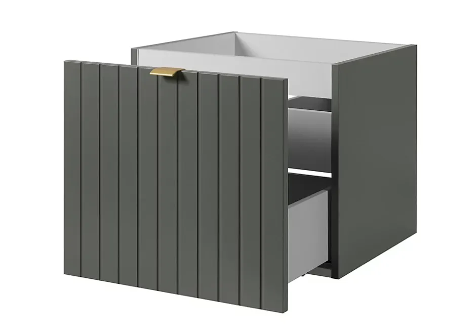 Furnidea Meuble sous-vasque suspendu HARMO 50 cm Façade rainuré vert semi-mat