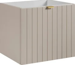 Furnidea Meuble sous-vasque suspendu HARMO 50 cm Façade rainuré cachemire semi-mat