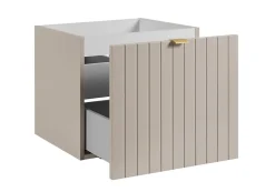 Furnidea Meuble sous-vasque suspendu HARMO 50 cm Façade rainuré cachemire semi-mat