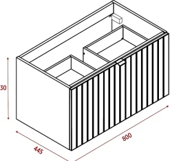 Furnidea Meuble sous-vasque suspendu HARMO 80 cm Façade rainuré vert semi-mat* Meuble Sous Lavabo