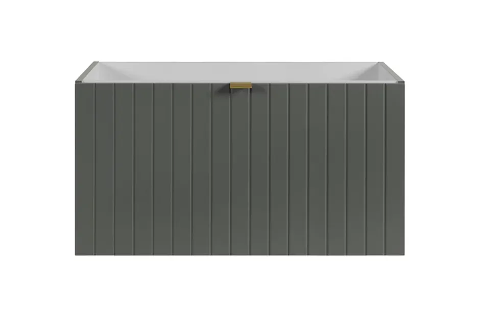 Furnidea Meuble sous-vasque suspendu HARMO 80 cm Façade rainuré vert semi-mat* Meuble Sous Lavabo