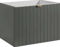 Furnidea Meuble sous-vasque suspendu HARMO 60 cm Façade rainuré vert semi-mat* Meuble Sous Lavabo