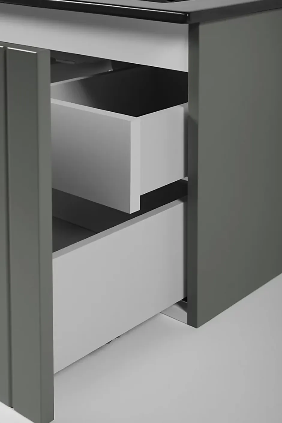 Furnidea Meuble sous-vasque suspendu HARMO 60 cm Façade rainuré vert semi-mat* Meuble Sous Lavabo