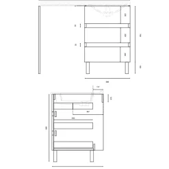 Cuisibane Meuble spécial lave-linge KORA avec plan vasque déportée 124 cm x 65 cm- Bois- Vasque à droite