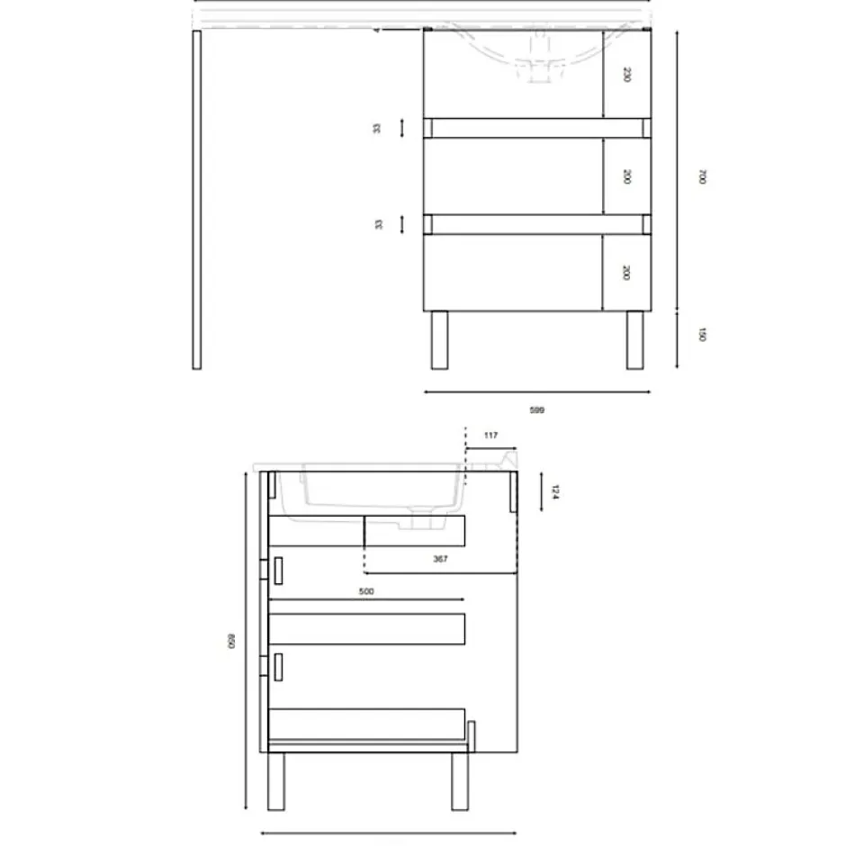 Cuisibane Meuble spécial lave-linge KORA avec plan vasque déportée 124 cm x 65 cm- Bois- Vasque à droite