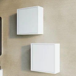 Kiamami Valentina Meuble Suspendu De Salle De Bain 39Cm Avec Porte Réversible Blanc Mat - Monaco* Armoire De Salle De Bains