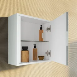 Kiamami Valentina Meuble Suspendu De Salle De Bain 39Cm Avec Porte Réversible Blanc Mat - Monaco* Armoire De Salle De Bains