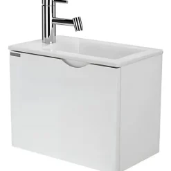 Sanindusa Meuble suspendu pour lave-mains 1 porte Alicante 60x25 hauteur 45cm blanc (lave-mains et mitigeur non inclus)* Lave-Mains