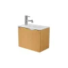 Sanindusa Meuble suspendu pour lave-mains 1 porte Alicante 40x25 hauteur 33cm couleur hêtre (lave-mains et mitigeur non inclus)* Lave-Mains