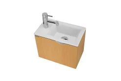 Sanindusa Meuble suspendu pour lave-mains 1 porte Alicante 40x25 hauteur 33cm couleur hêtre (lave-mains et mitigeur non inclus)* Lave-Mains