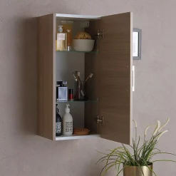 Kiamami Valentina Meuble Suspendu Pour Salle De Bains Chêne Naturel 1 Porte Avec Poignée Rimini