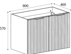 Furnidea Meuble suspendu sous lavabo avec 2 portes FLOW BLANC 80 cm