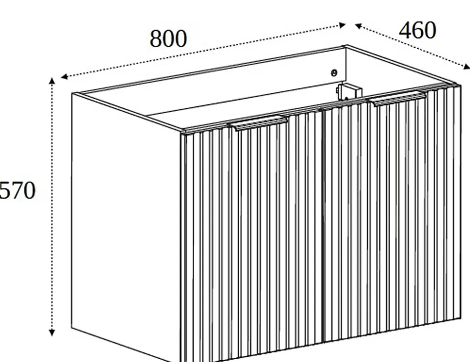 Furnidea Meuble suspendu sous lavabo avec 2 portes FLOW BLANC 80 cm