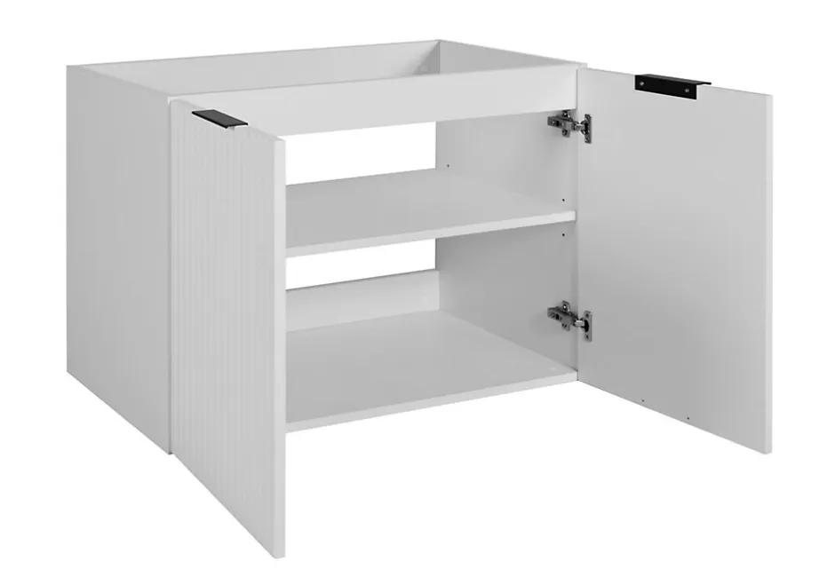 Furnidea Meuble suspendu sous lavabo avec 2 portes FLOW BLANC 80 cm