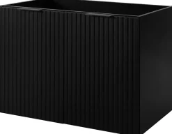 Furnidea Meuble suspendu sous lavabo avec 2 portes FLOW NOIR 80 cm