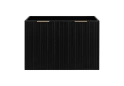 Furnidea Meuble suspendu sous lavabo avec 2 portes FLOW NOIR 80 cm