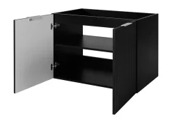 Furnidea Meuble suspendu sous lavabo avec 2 portes FLOW NOIR 80 cm