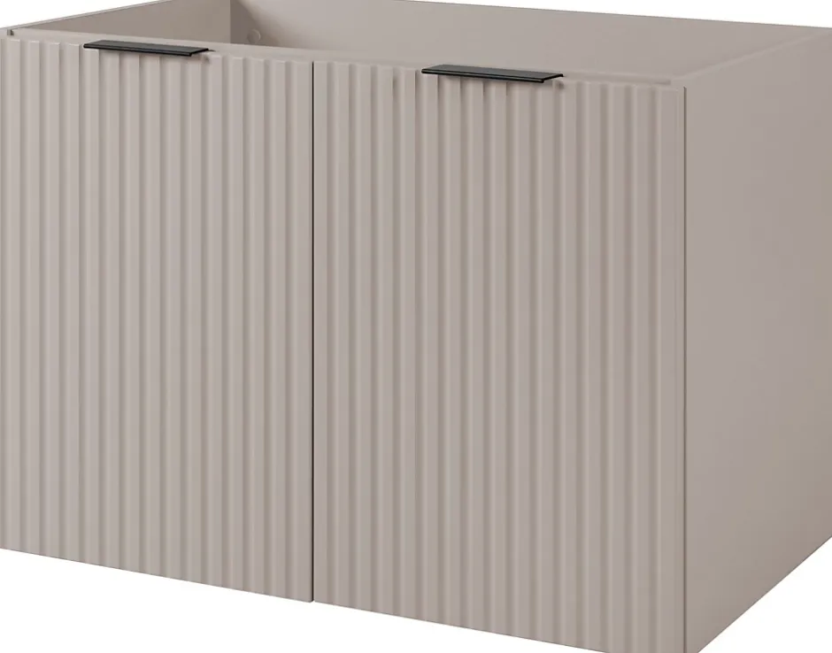 Furnidea Meuble suspendu sous lavabo avec 2 portes FLOW CACHEMIRE 80 cm* Meuble Sous Lavabo