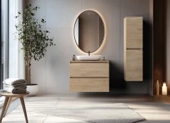 Furnidea Meuble suspendu sous lavabo SIMPLE chêne clair 80 cm* Meuble Sous Lavabo