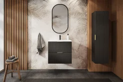 Furnidea Meuble suspendu sous lavabo FLOW couleur noir 60 cm* Meuble Sous Lavabo