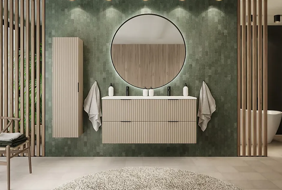 Furnidea Meuble suspendu sous lavabo FLOW cachemire 120 cm
