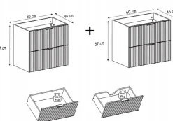 Furnidea Meuble suspendu sous lavabo FLOW cachemire 120 cm