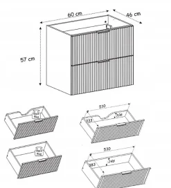Furnidea Meuble suspendu sous lavabo FLOW cachemire 60 cm