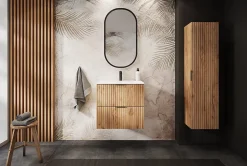Furnidea Meuble suspendu sous lavabo avec 2 portes FLOW CHÊNE 60 cm* Meuble Sous Lavabo