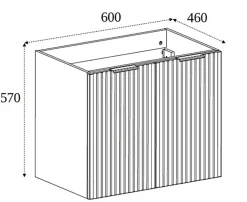 Furnidea Meuble suspendu sous lavabo avec 2 portes FLOW CHÊNE 60 cm* Meuble Sous Lavabo